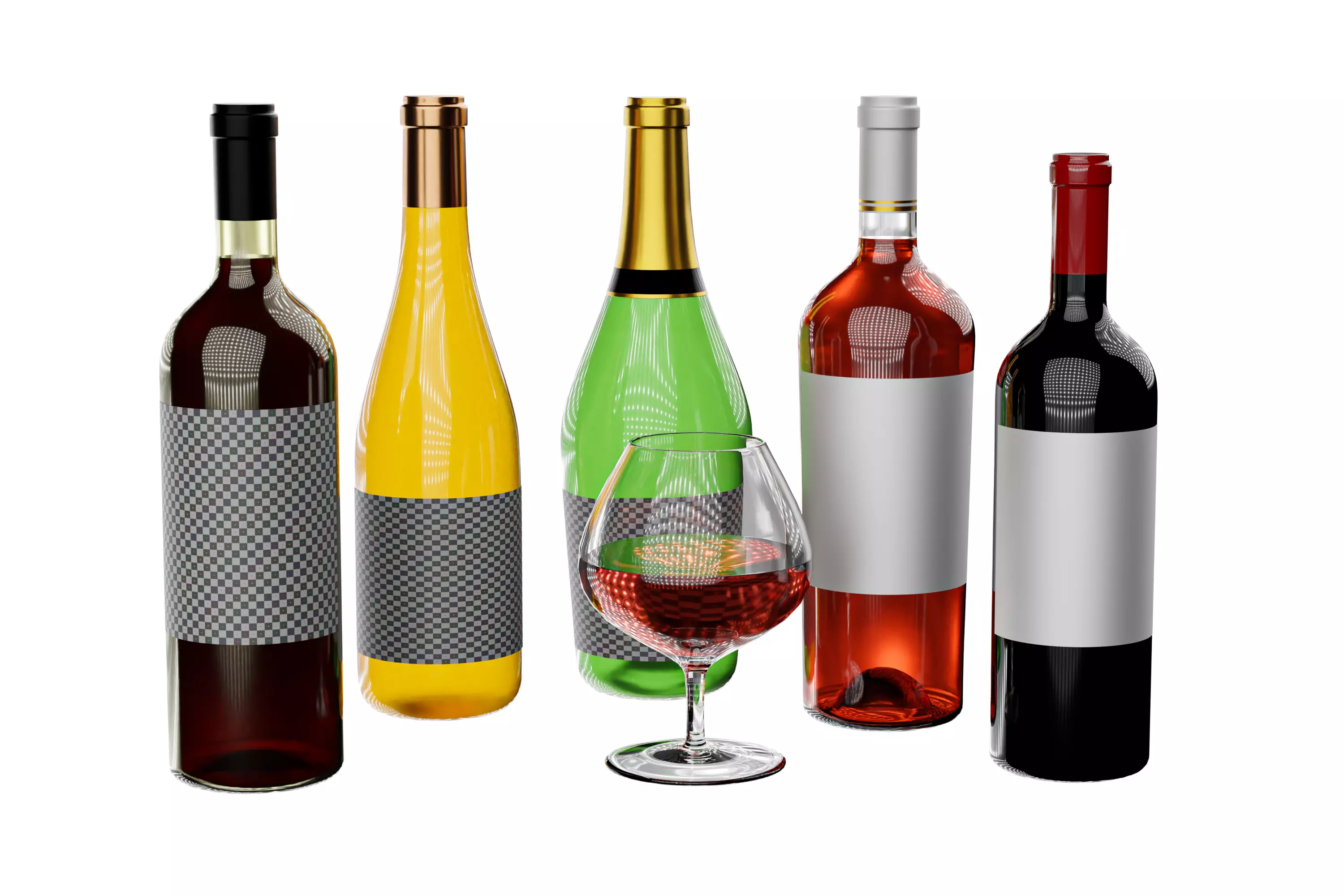 Wine bottle collection 3D model_0