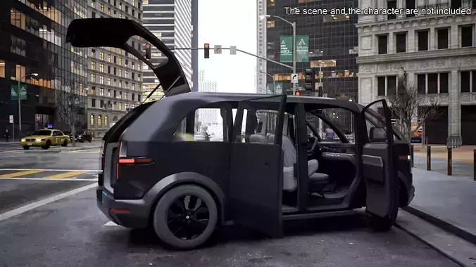 Electric Minibus Premium Black Rigged for Maya 3D model