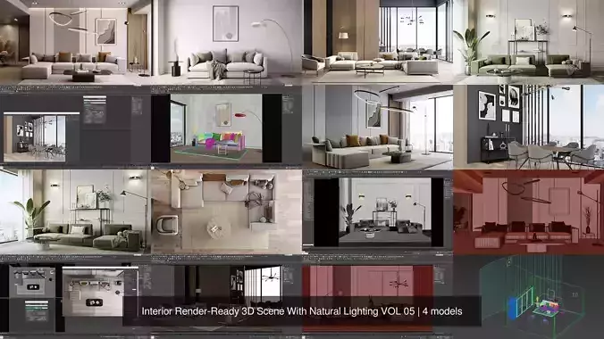 Interior Render-Ready 3D Scene With Natural Lighting VOL 05
