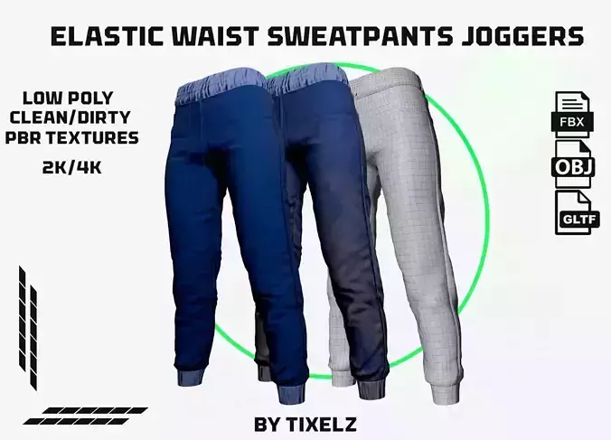 Elastic Waist Sweatpant Low-poly 3D model
