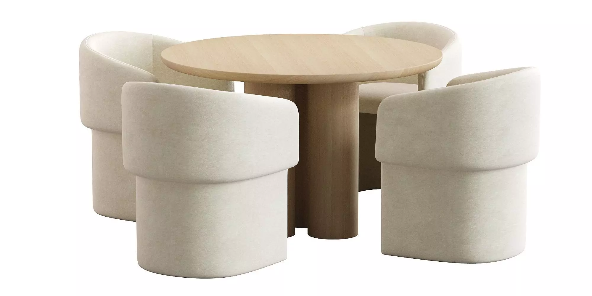 Clementine Dining chair and table 3D model_2