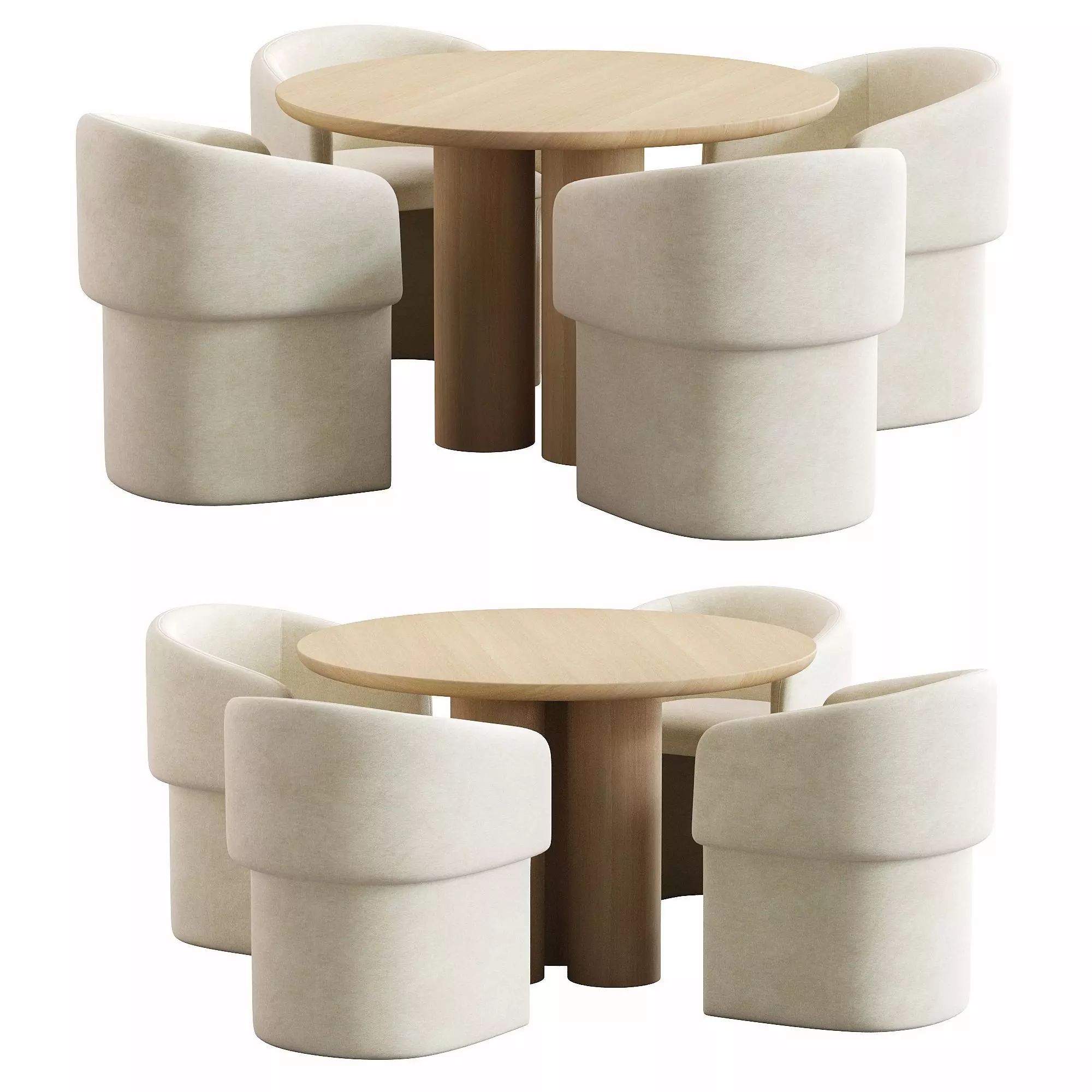 Clementine Dining chair and table 3D model_0