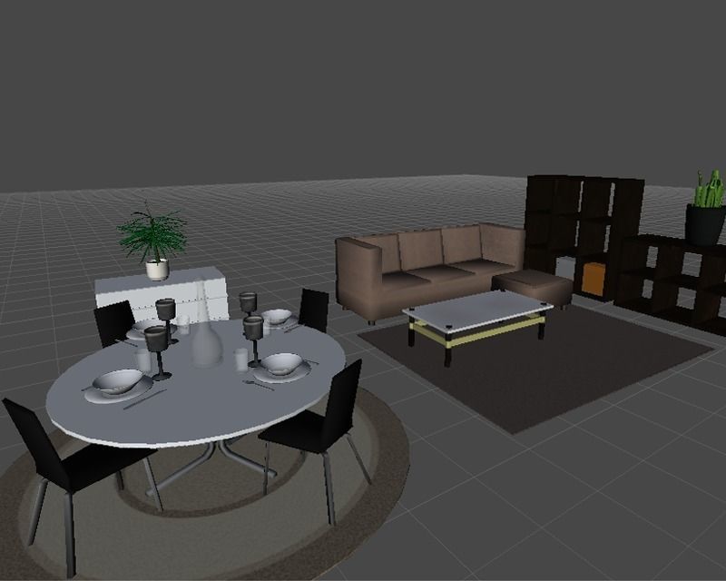 Low Poly Modern Interior Low-poly 3D model_0