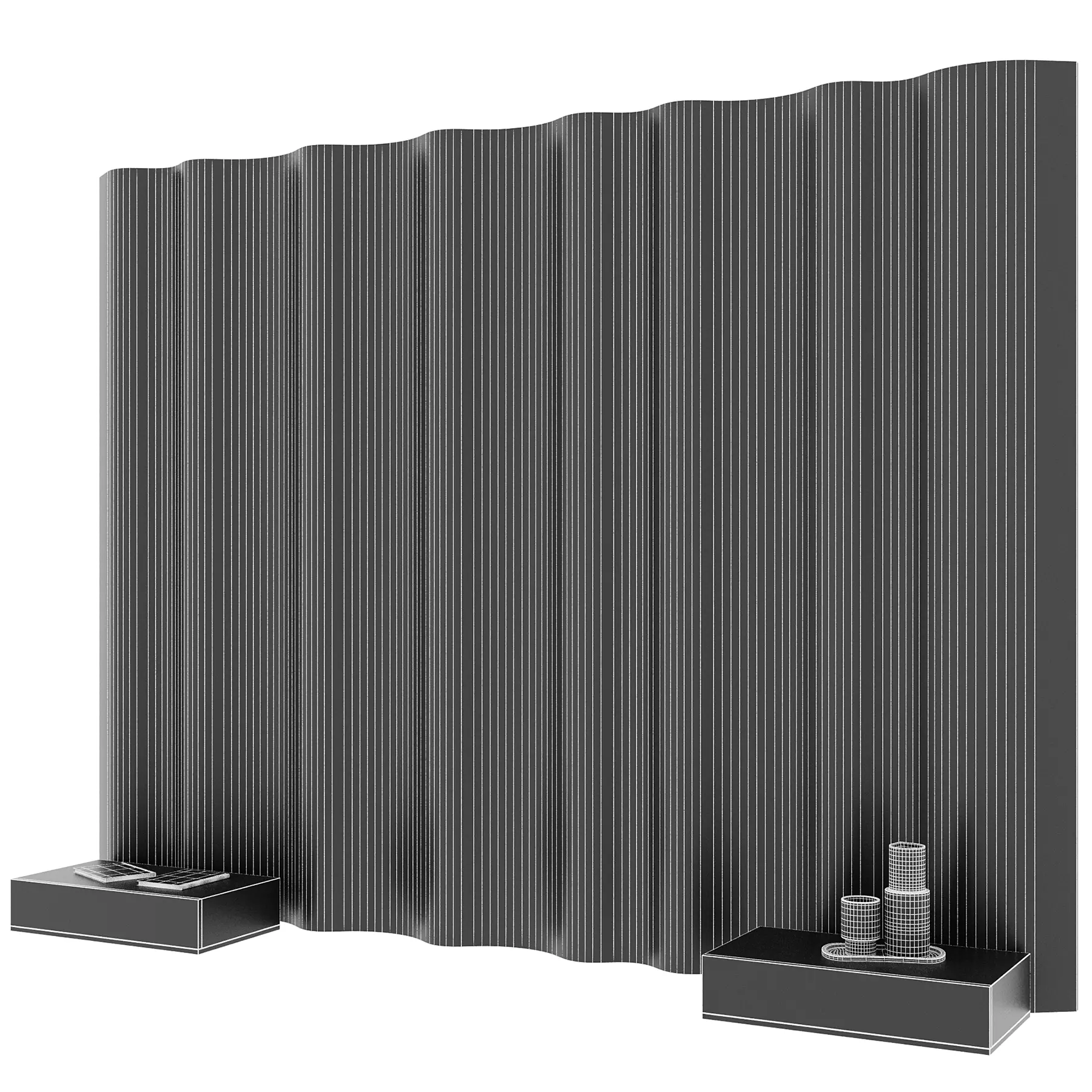 Headboard wall panel 011 3D model_2