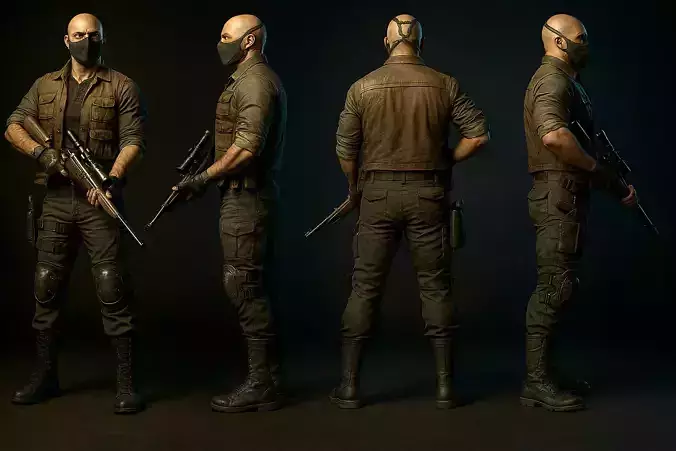 tactically equipped character