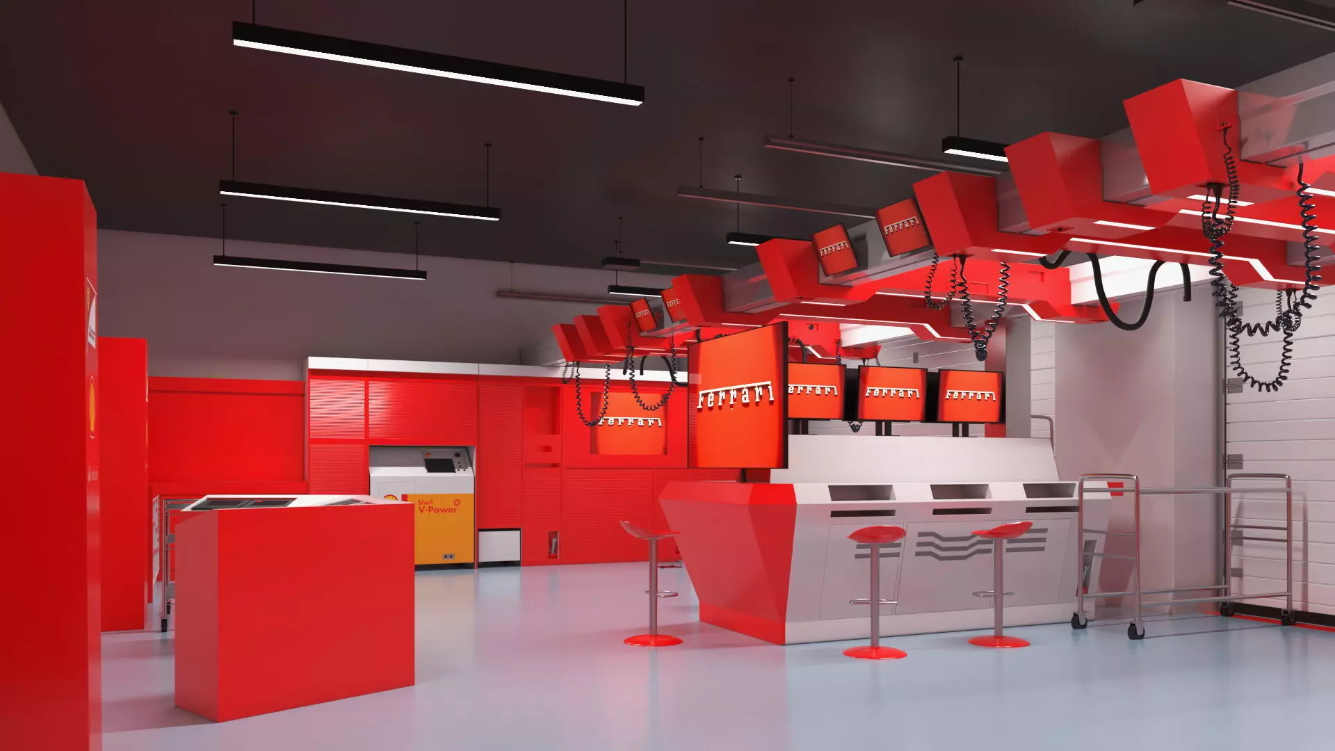 Formula 1 Garage Rigged 3D model_2