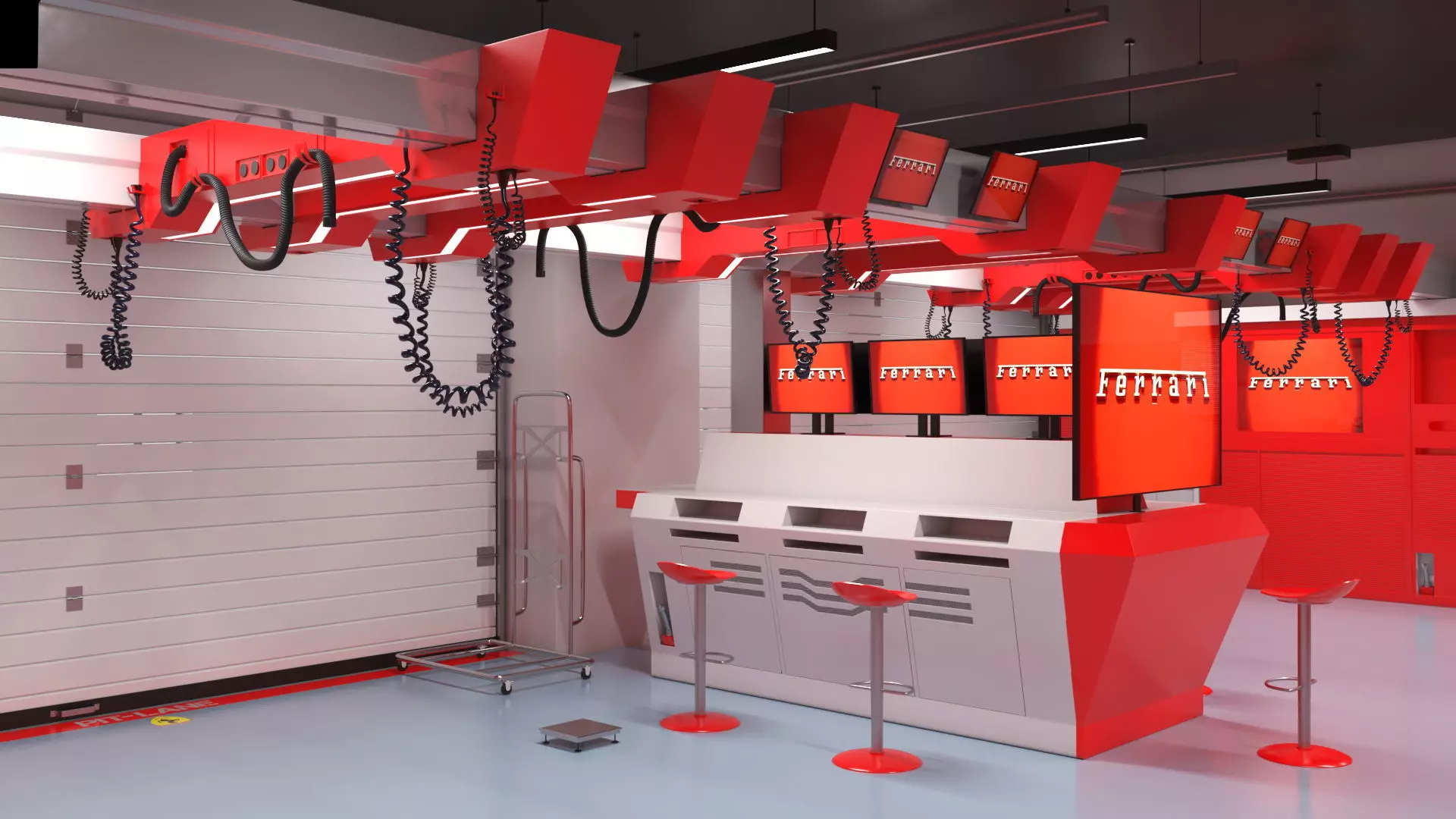 Formula 1 Garage Rigged 3D model_0