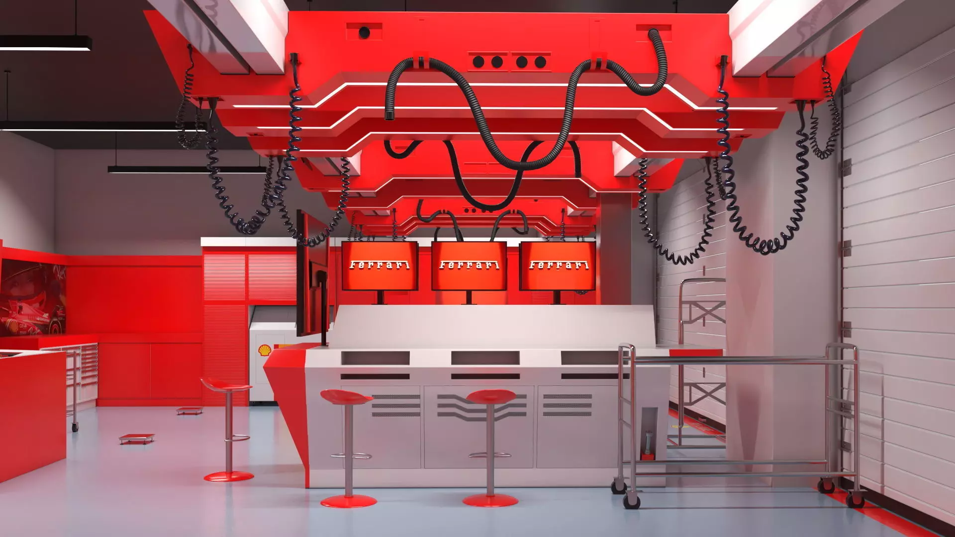 Formula 1 Garage Rigged 3D model_4