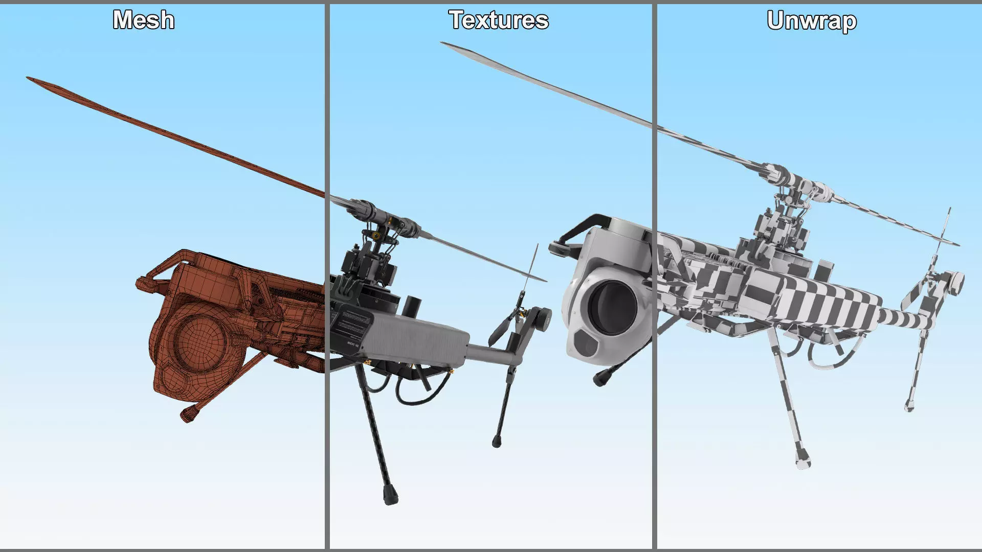 Ghost-X Military Drone Rigged for Maya 3D model_16