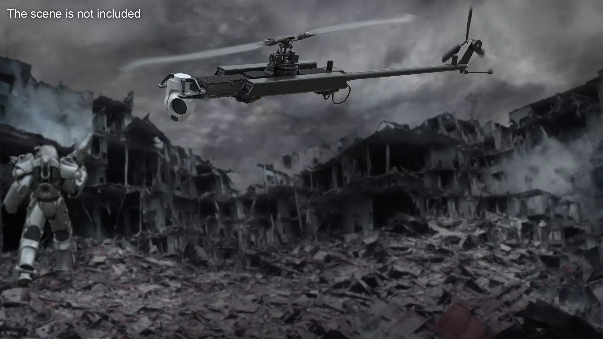 Ghost-X Military Drone Rigged for Maya 3D model_3