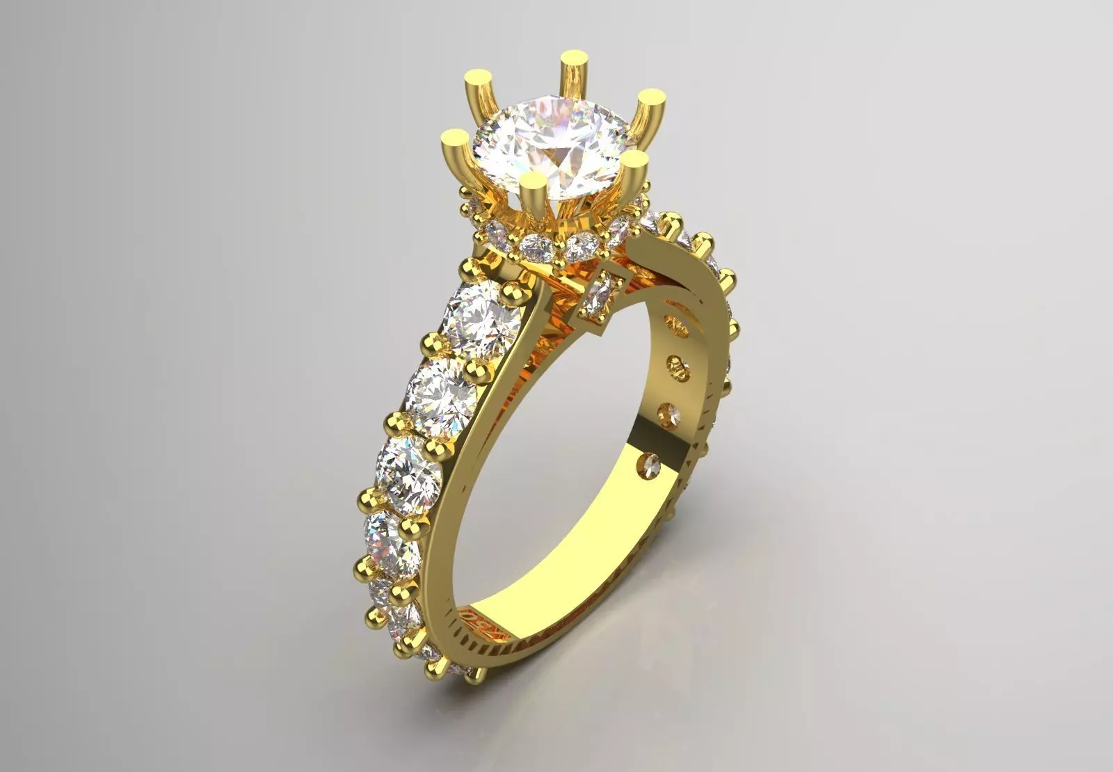 Royal Solitaire Engagement Ring with Diamonds Model sr0088 3D print model