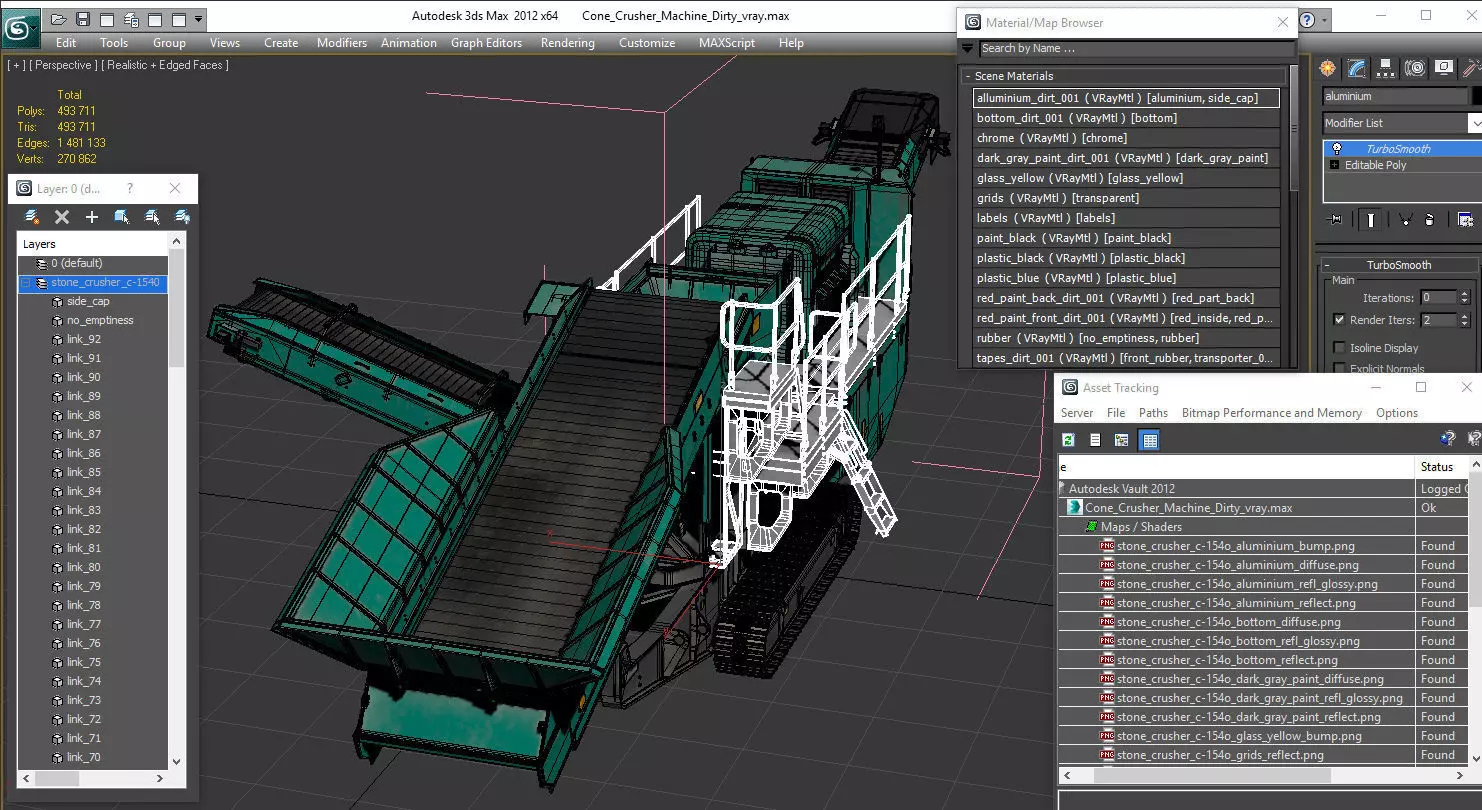 Cone Crusher Machine Dirty 3D model_20