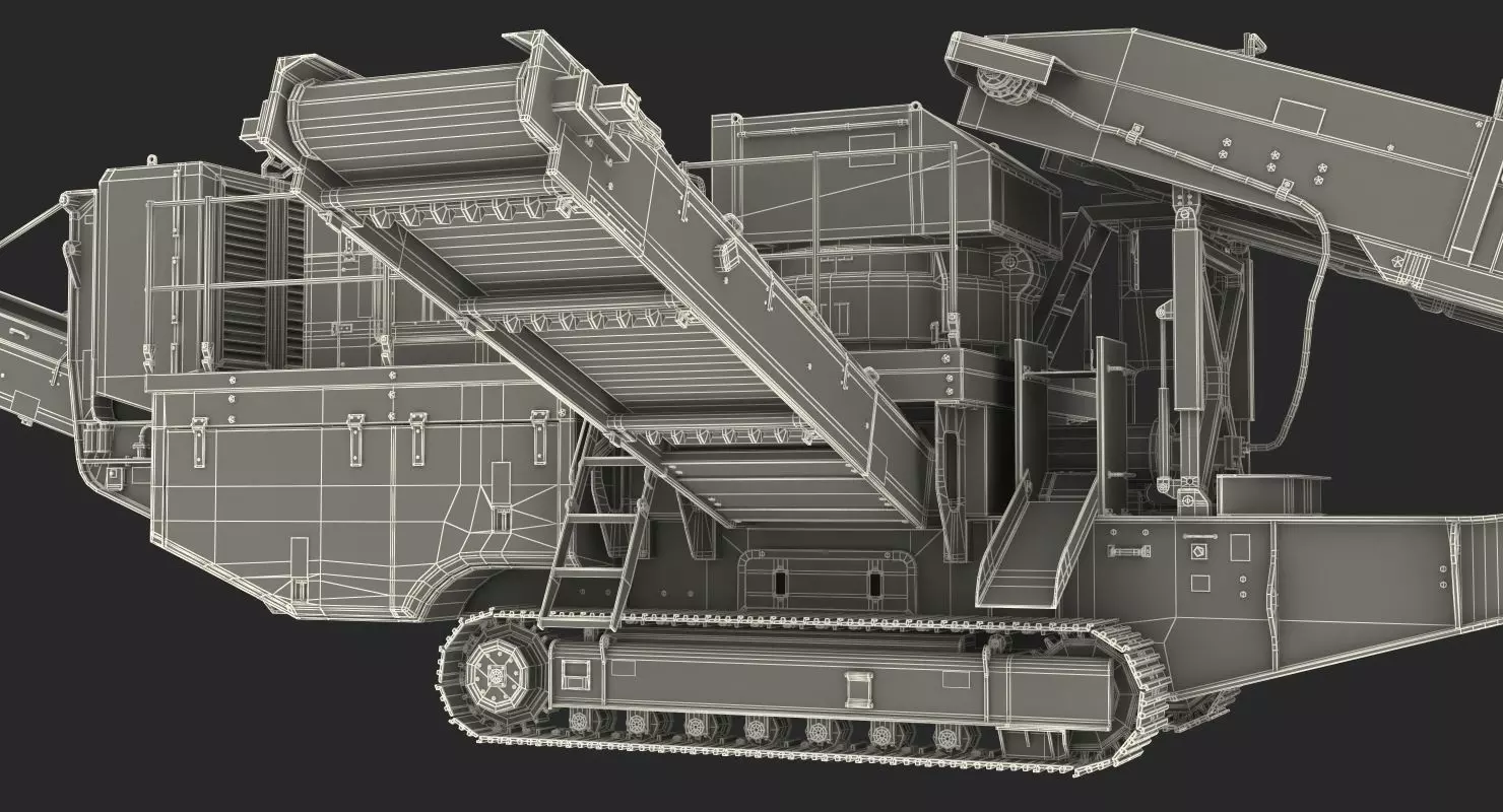 Cone Crusher Machine Dirty 3D model_24