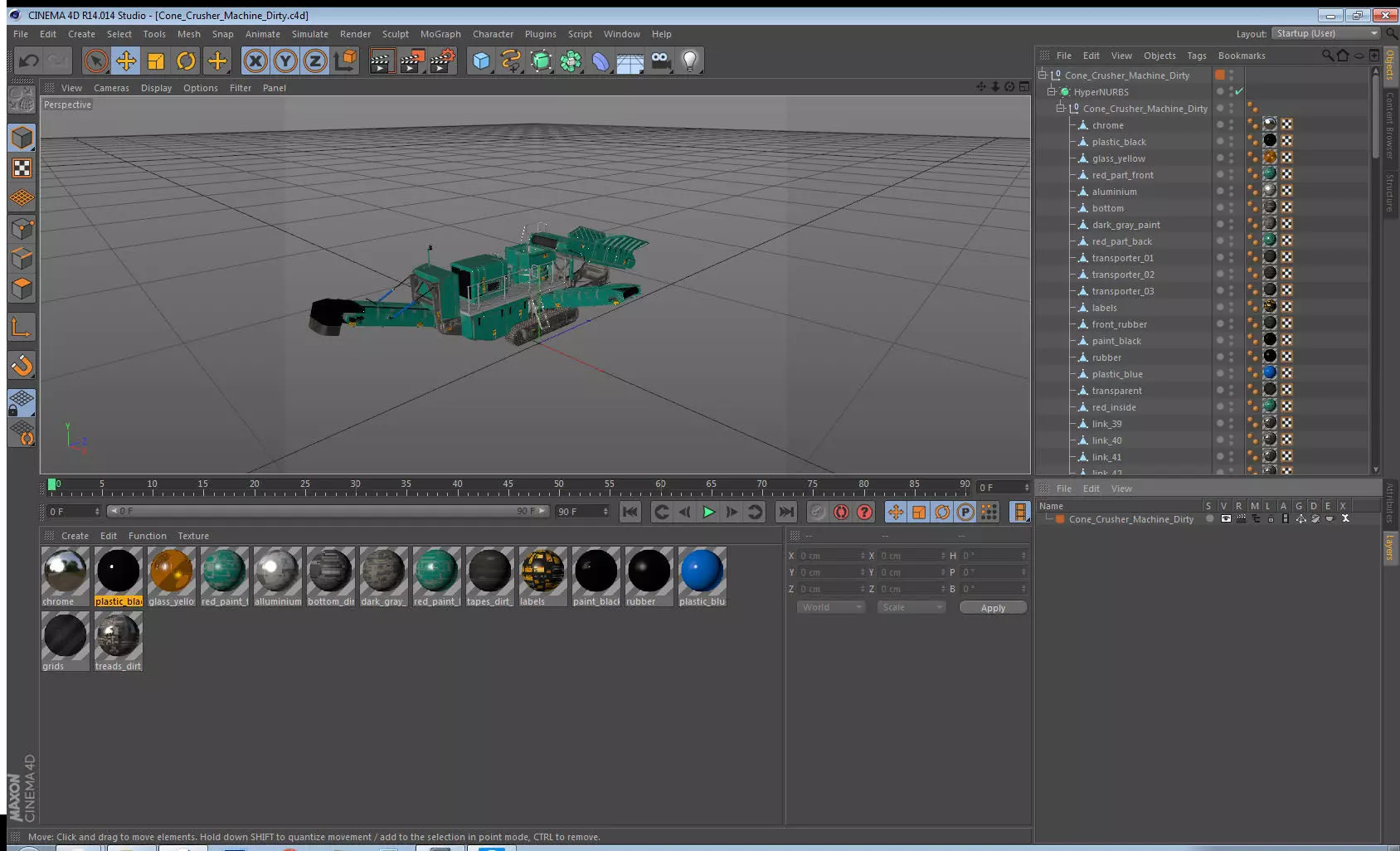 Cone Crusher Machine Dirty 3D model_21