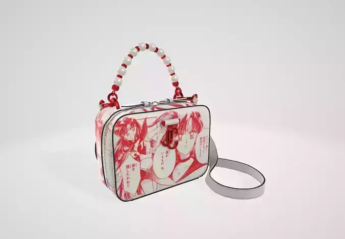 Garnet Manga Print Leather Handbag Low-poly 3D model