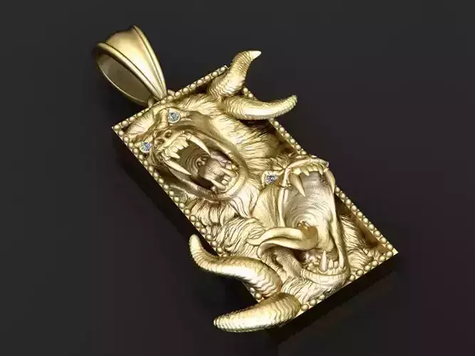 beast pendant 3D printable model  