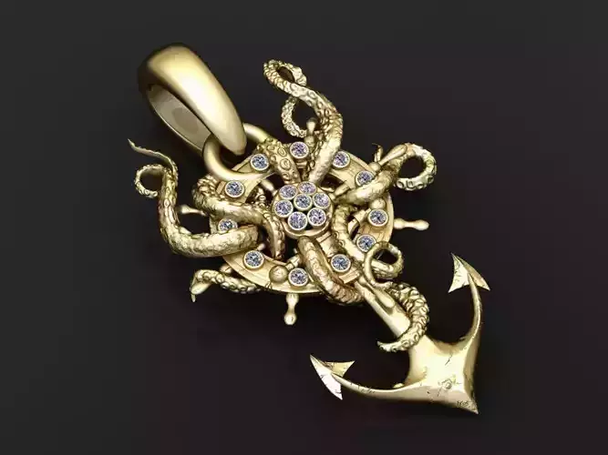 gold nautical pendant  3D printable model  