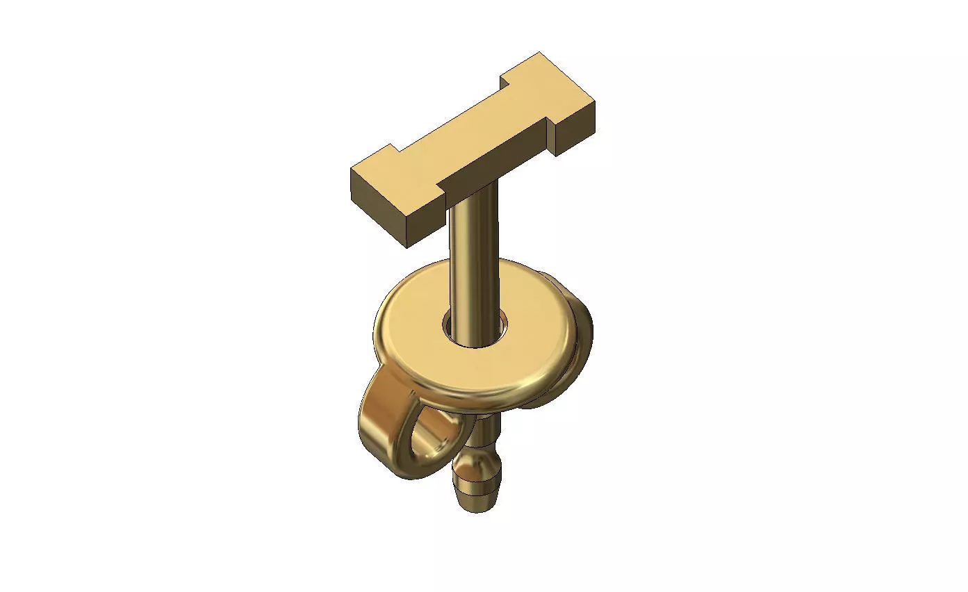 I letter varsity font stud earring 3D print model_4