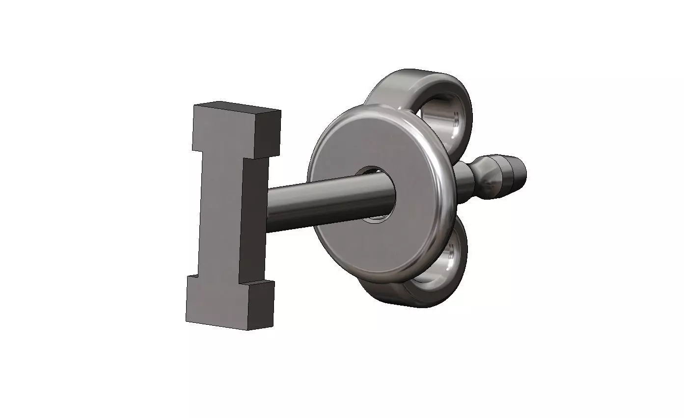 I letter varsity font stud earring 3D print model_11