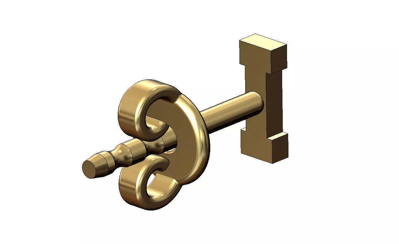 I letter varsity font stud earring 3D print model_3