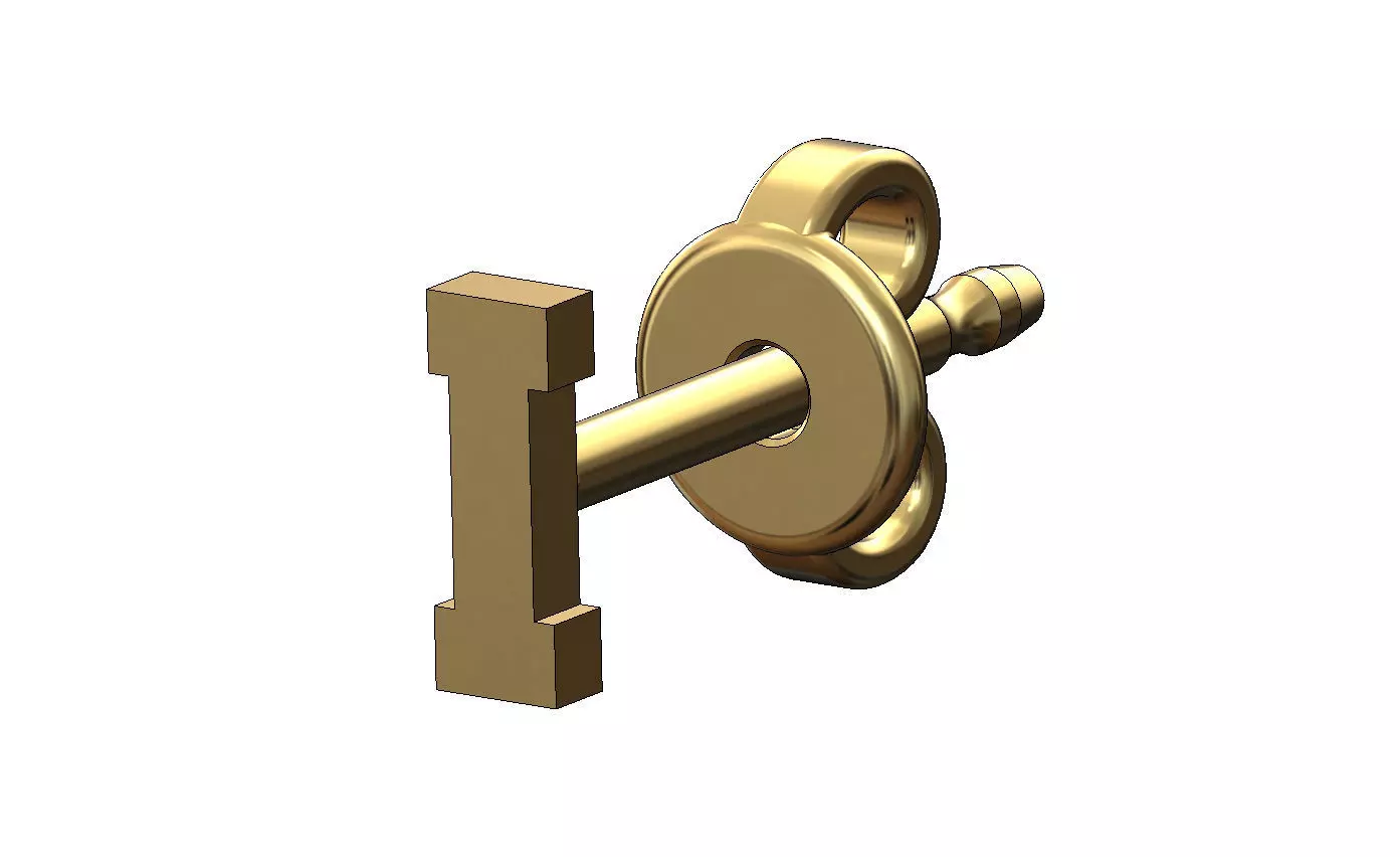 I letter varsity font stud earring 3D print model_0
