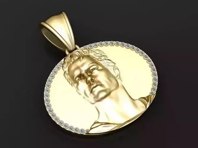 gold portrait pendant 3D printable model  