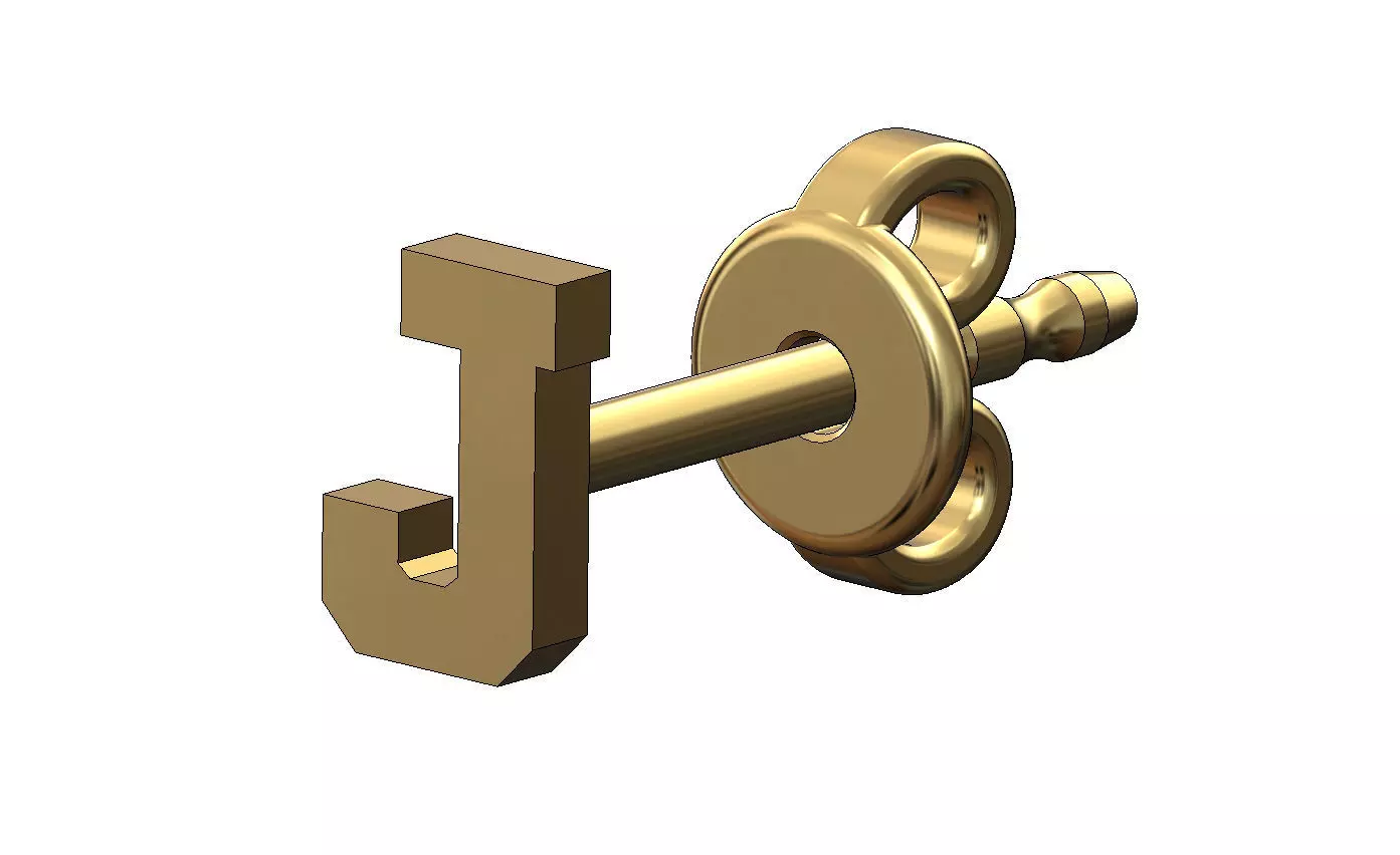 J letter varsity font stud earring 3D print model