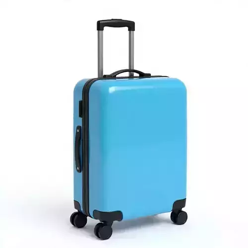 Bright Blue Travel Suitcase 3D Model Low-poly 3D model