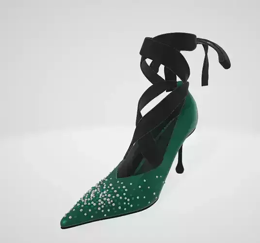 Emerald Green Satin Crystal Pumps