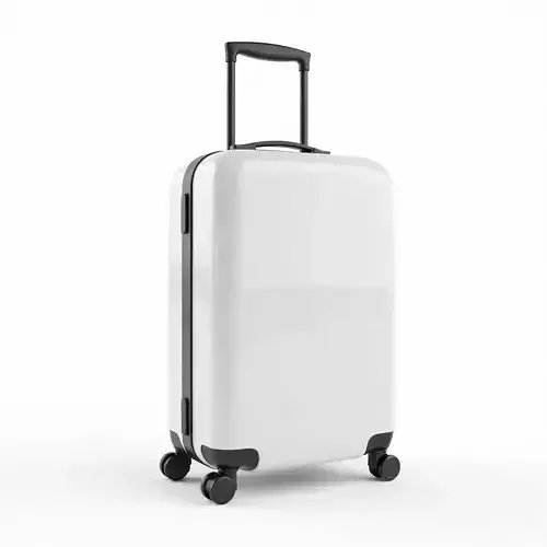 Clean White Travel Suitcase 3D Model Low-poly 3D model