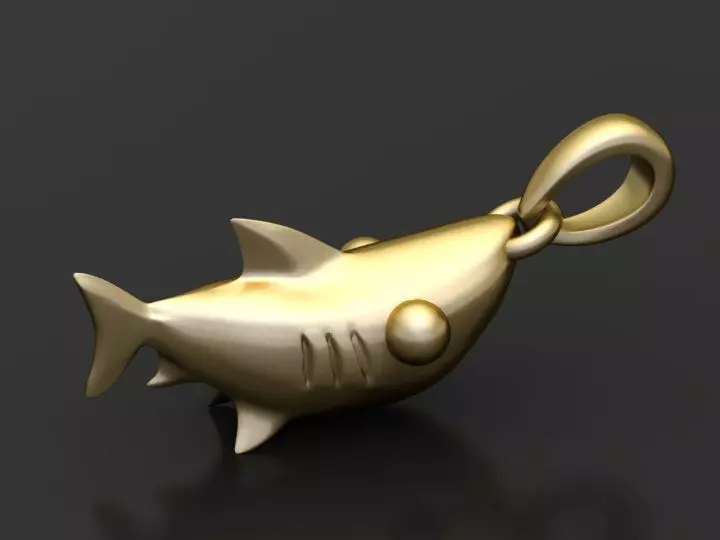 shark pendant   3D printable model  3D print model_2
