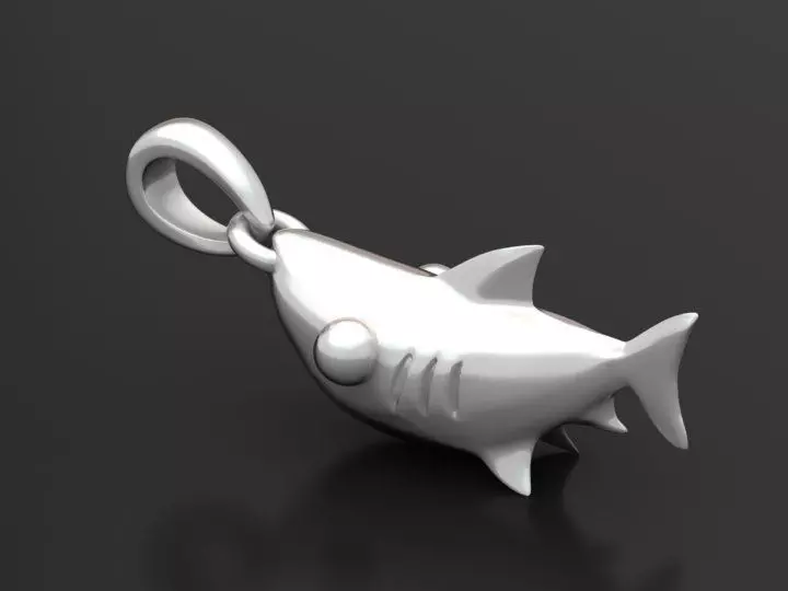 shark pendant   3D printable model  3D print model_3