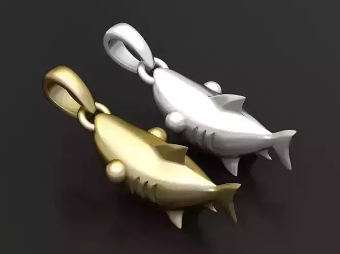 shark pendant   3D printable model 