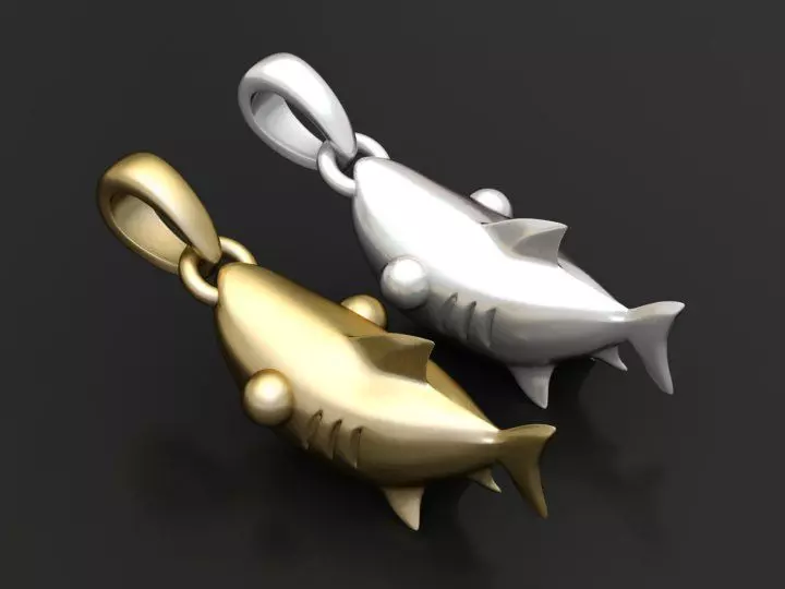 shark pendant   3D printable model  3D print model_0