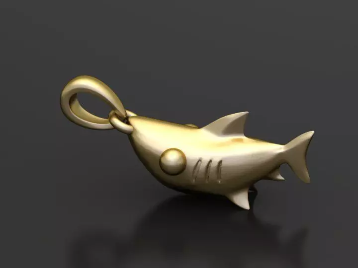 shark pendant   3D printable model  3D print model_1