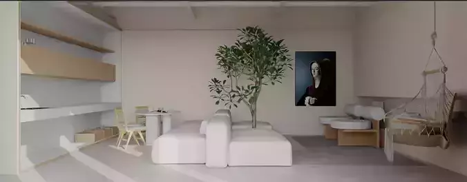 Living room and dining room 3D model