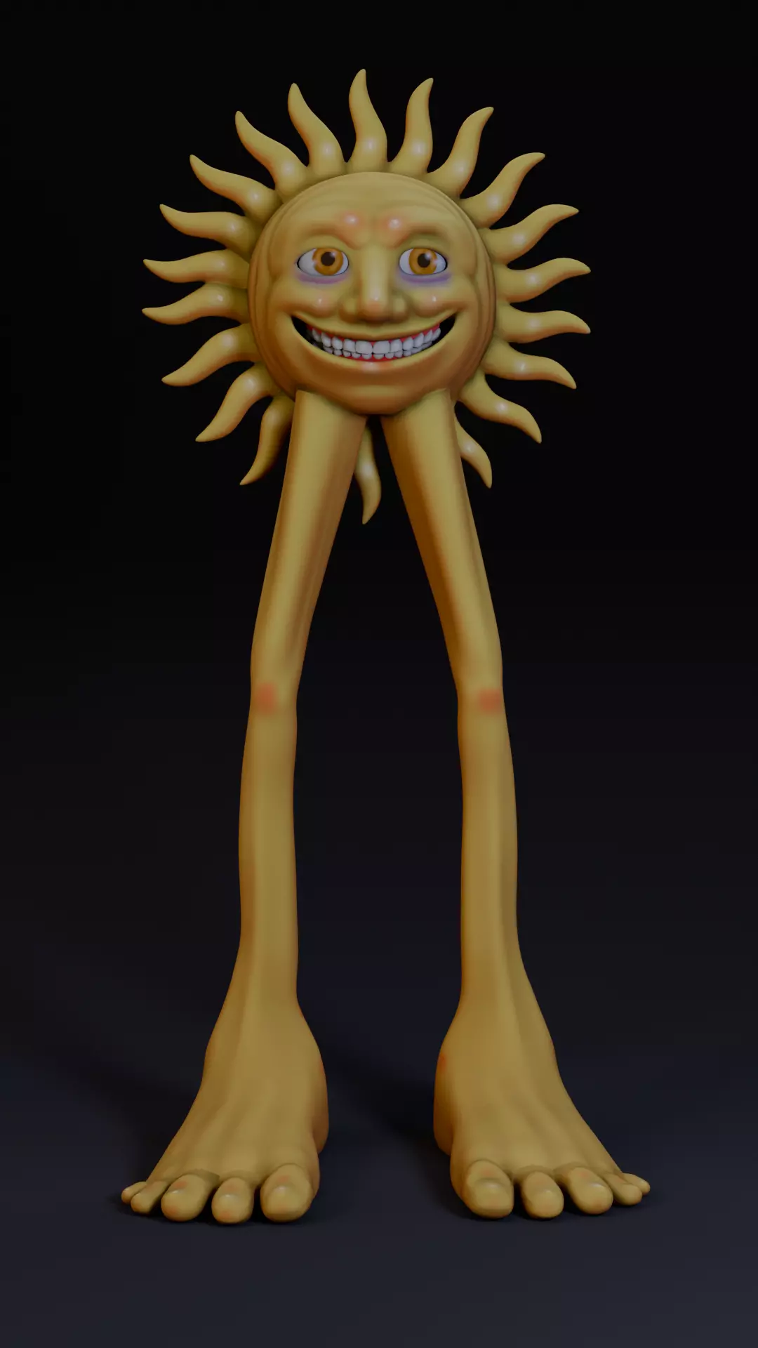 creepy Sun Character - Stylized 3D Model with Shape Keys Low-poly 3D model_0