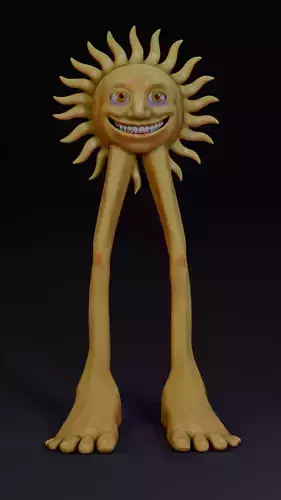creepy Sun Character - Stylized 3D Model with Shape Keys