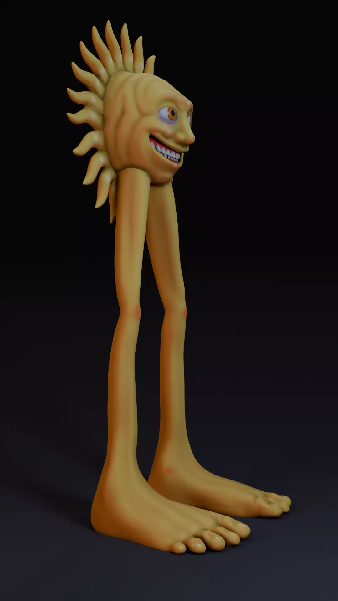 creepy Sun Character - Stylized 3D Model with Shape Keys Low-poly 3D model_7