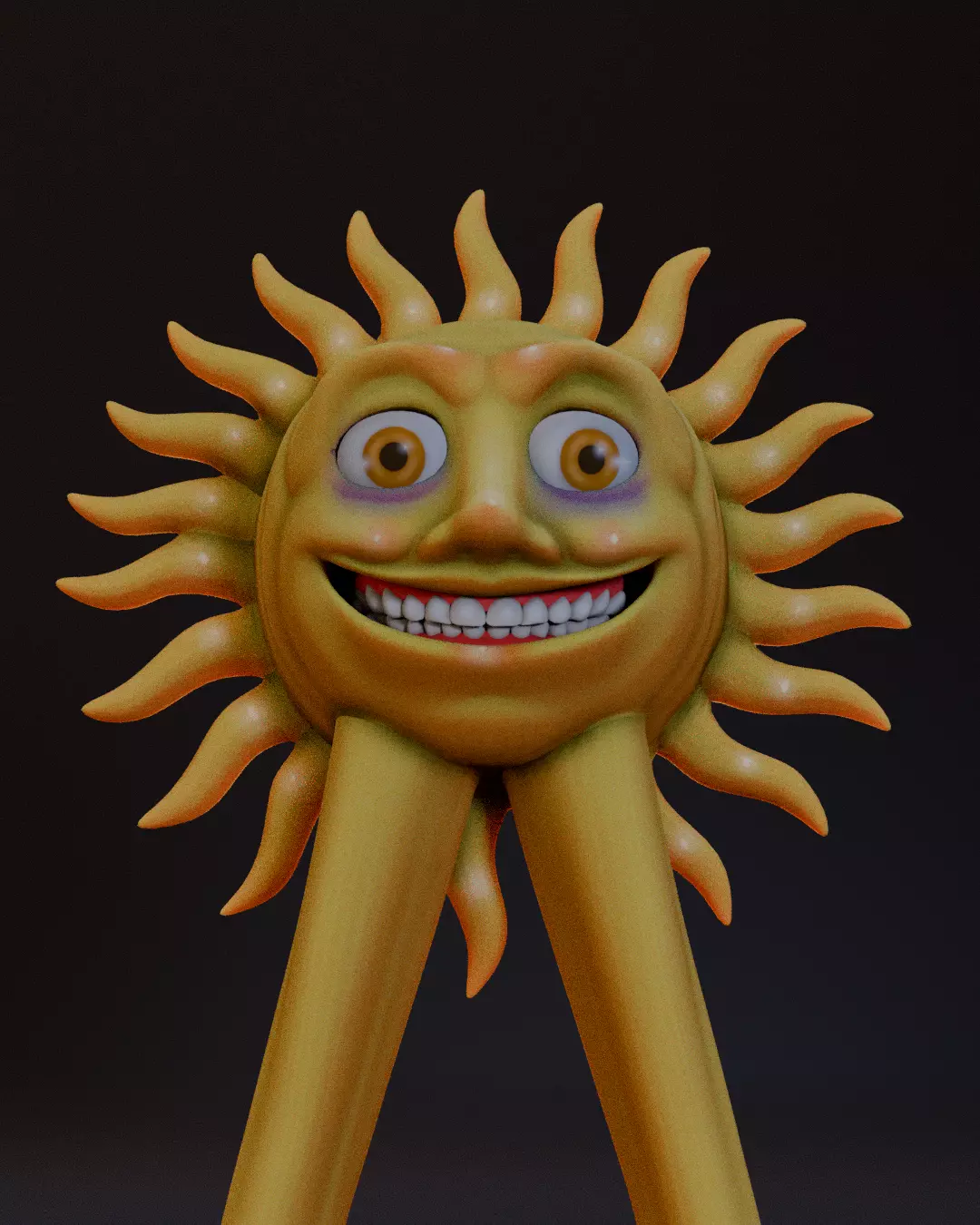 creepy Sun Character - Stylized 3D Model with Shape Keys Low-poly 3D model_5