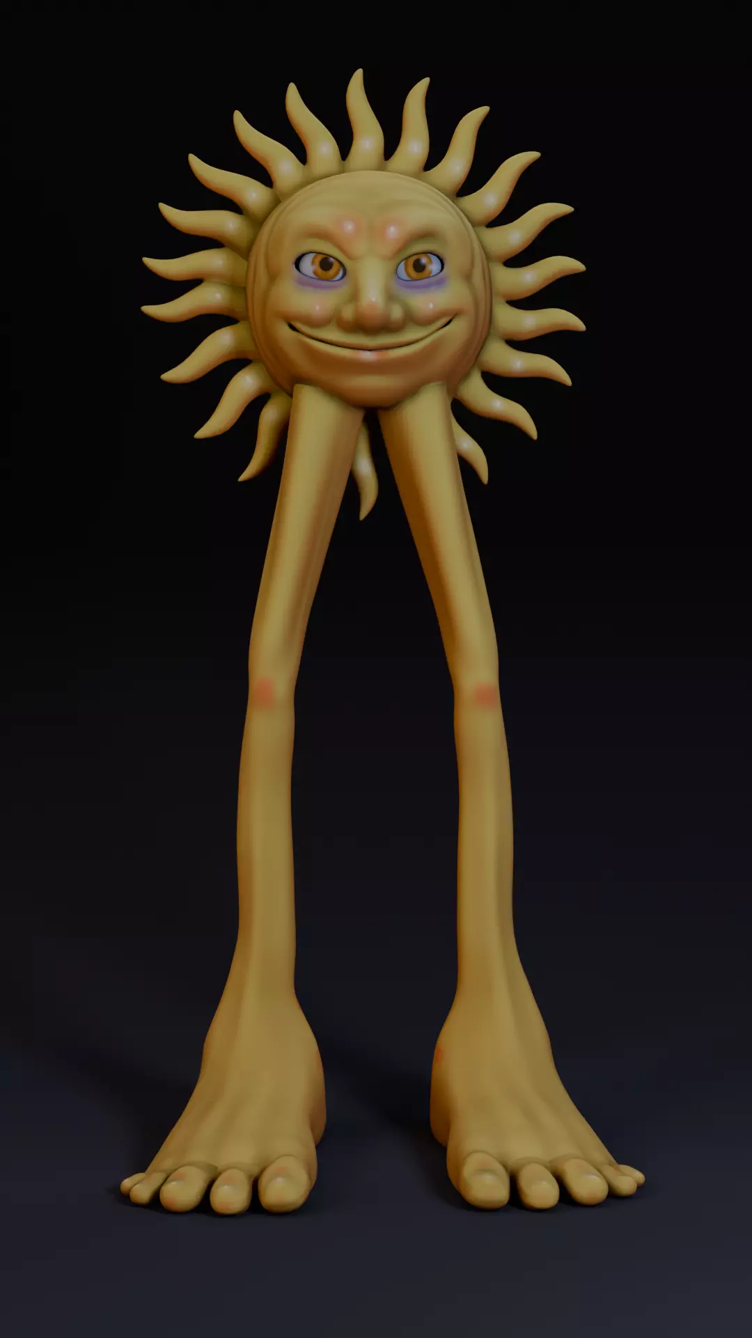 creepy Sun Character - Stylized 3D Model with Shape Keys Low-poly 3D model_1