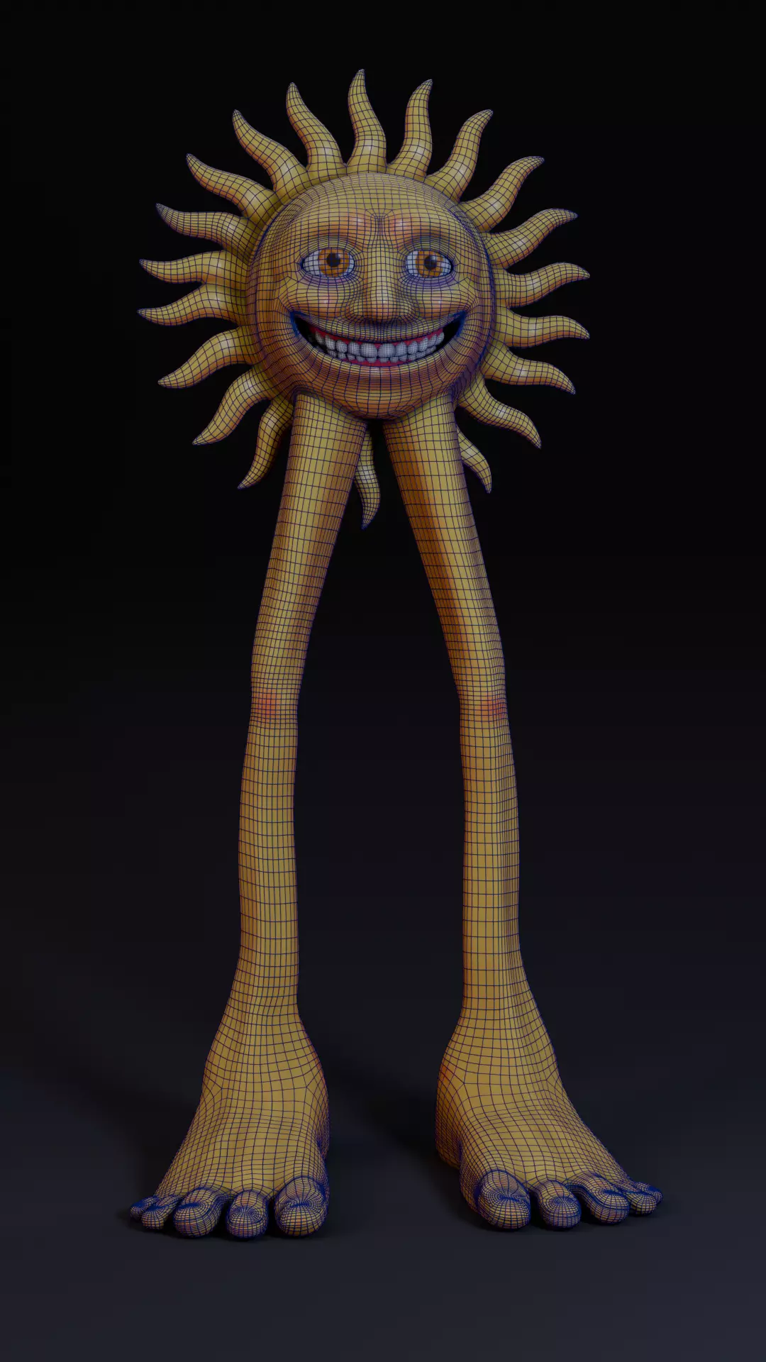 creepy Sun Character - Stylized 3D Model with Shape Keys Low-poly 3D model_4