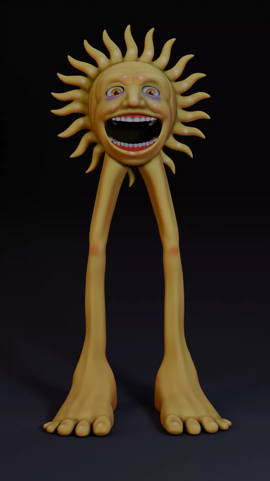 creepy Sun Character - Stylized 3D Model with Shape Keys Low-poly 3D model_2