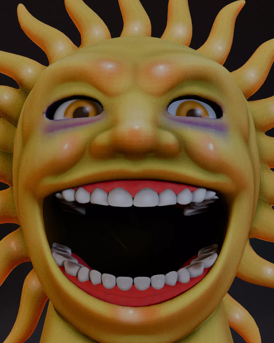creepy Sun Character - Stylized 3D Model with Shape Keys Low-poly 3D model_6