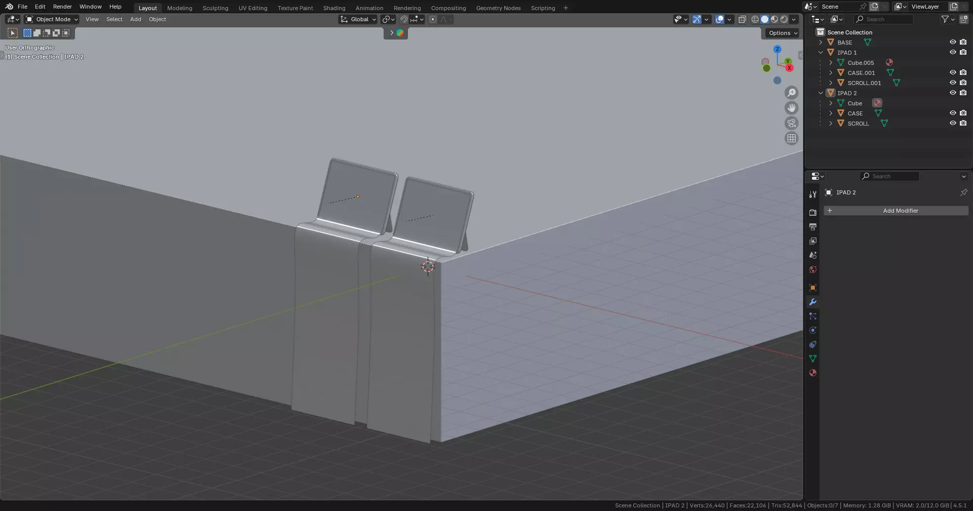 Two IPads Long Scroll 3D model_8