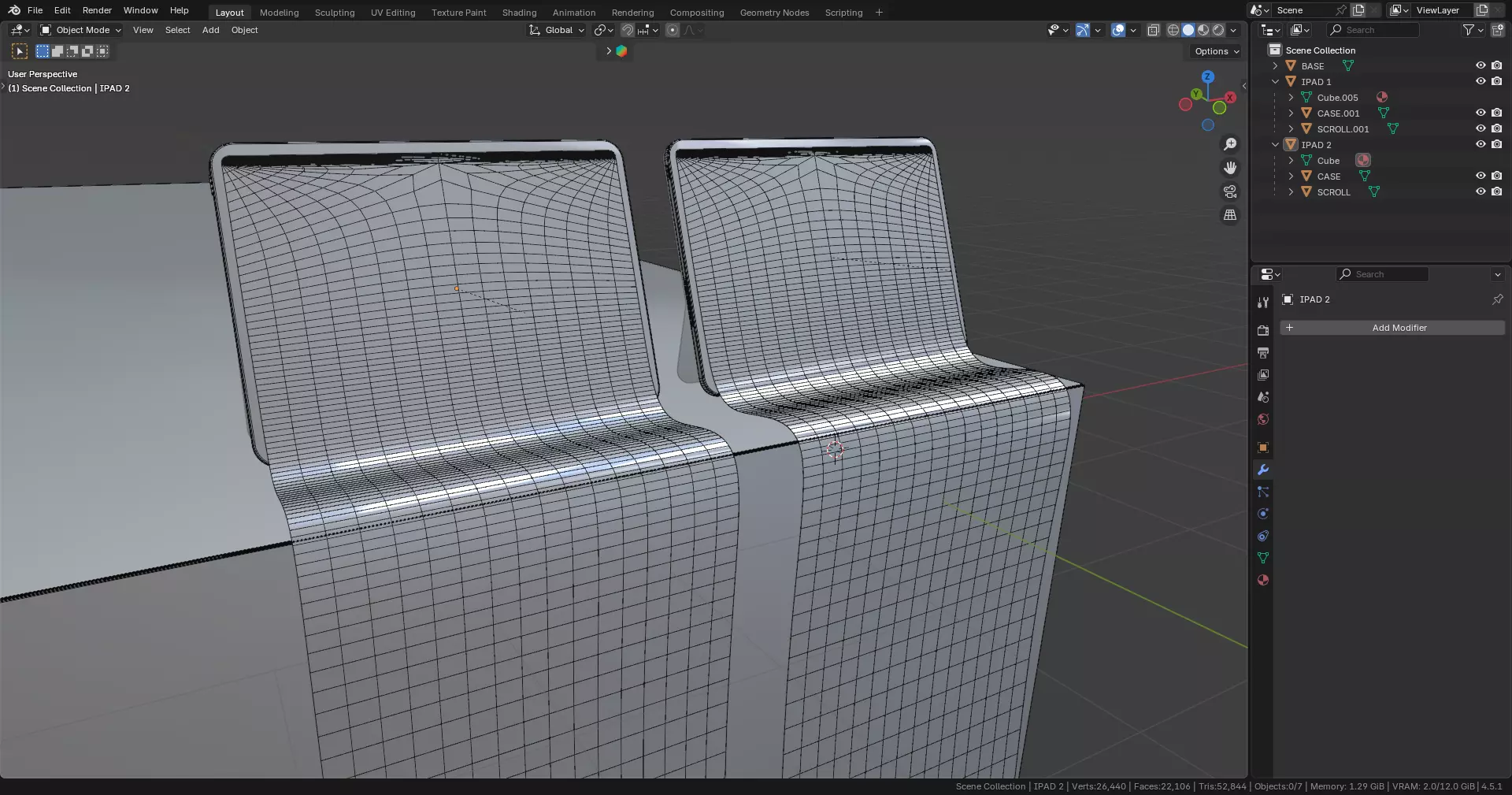 Two IPads Long Scroll 3D model_2