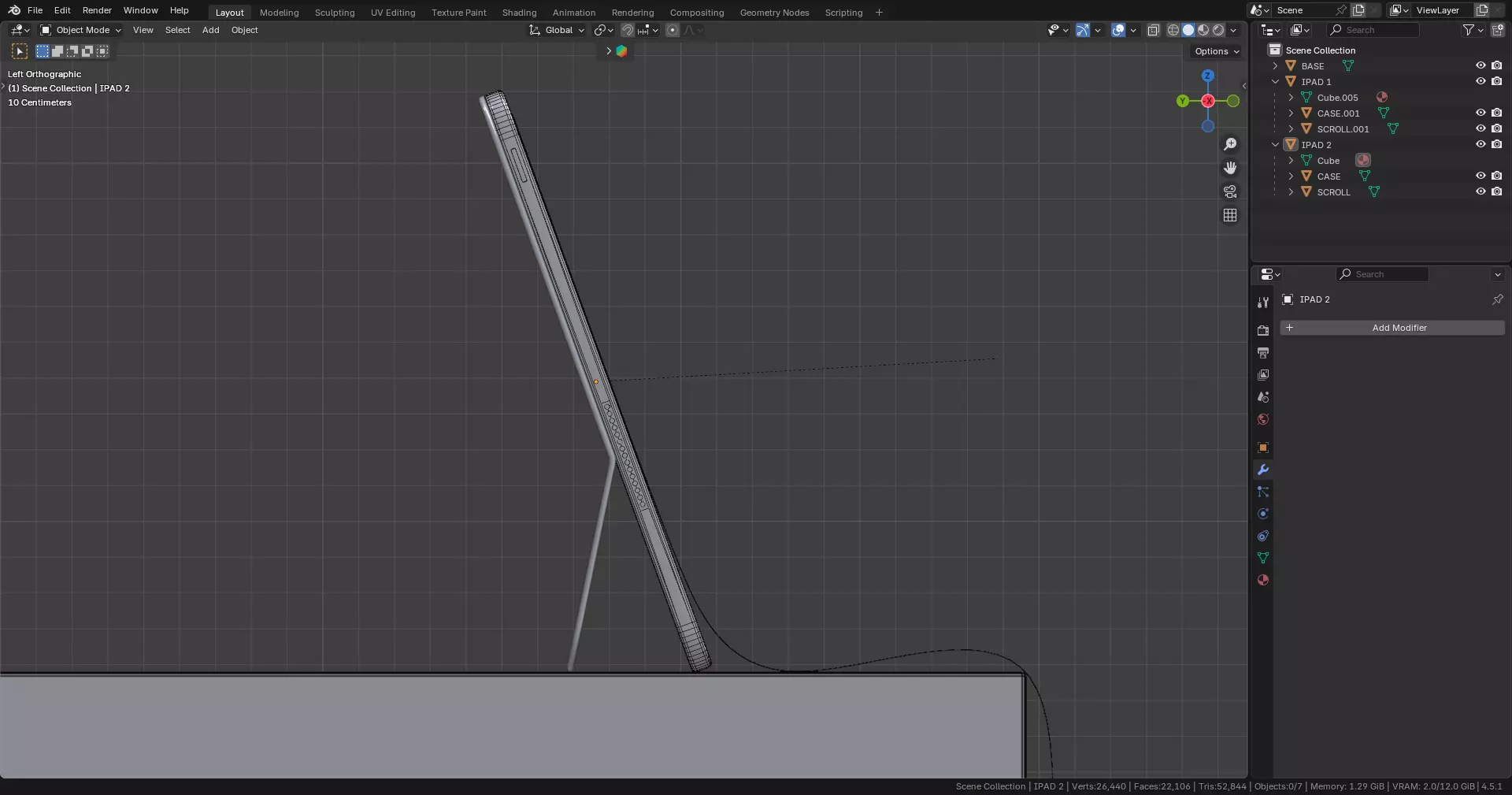 Two IPads Long Scroll 3D model_5