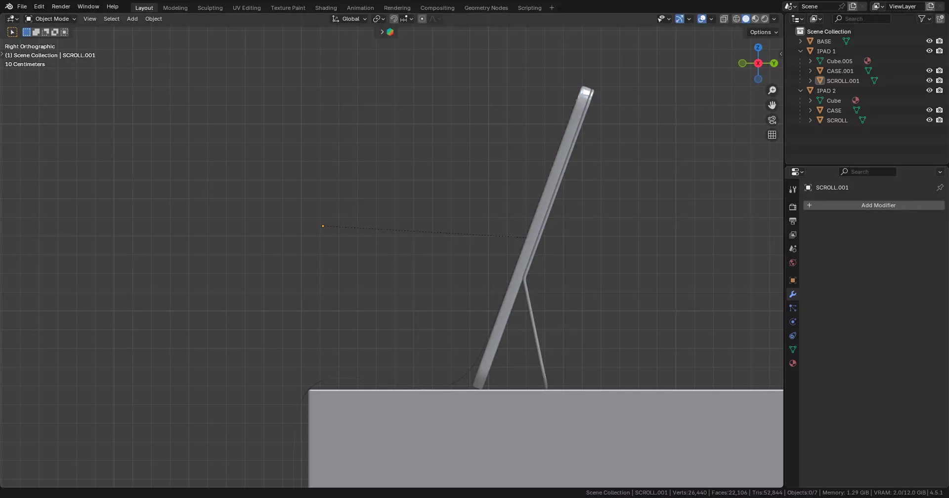 Two IPads Long Scroll 3D model_7
