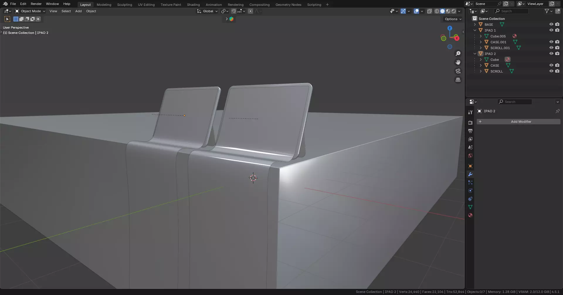 Two IPads Long Scroll 3D model_1