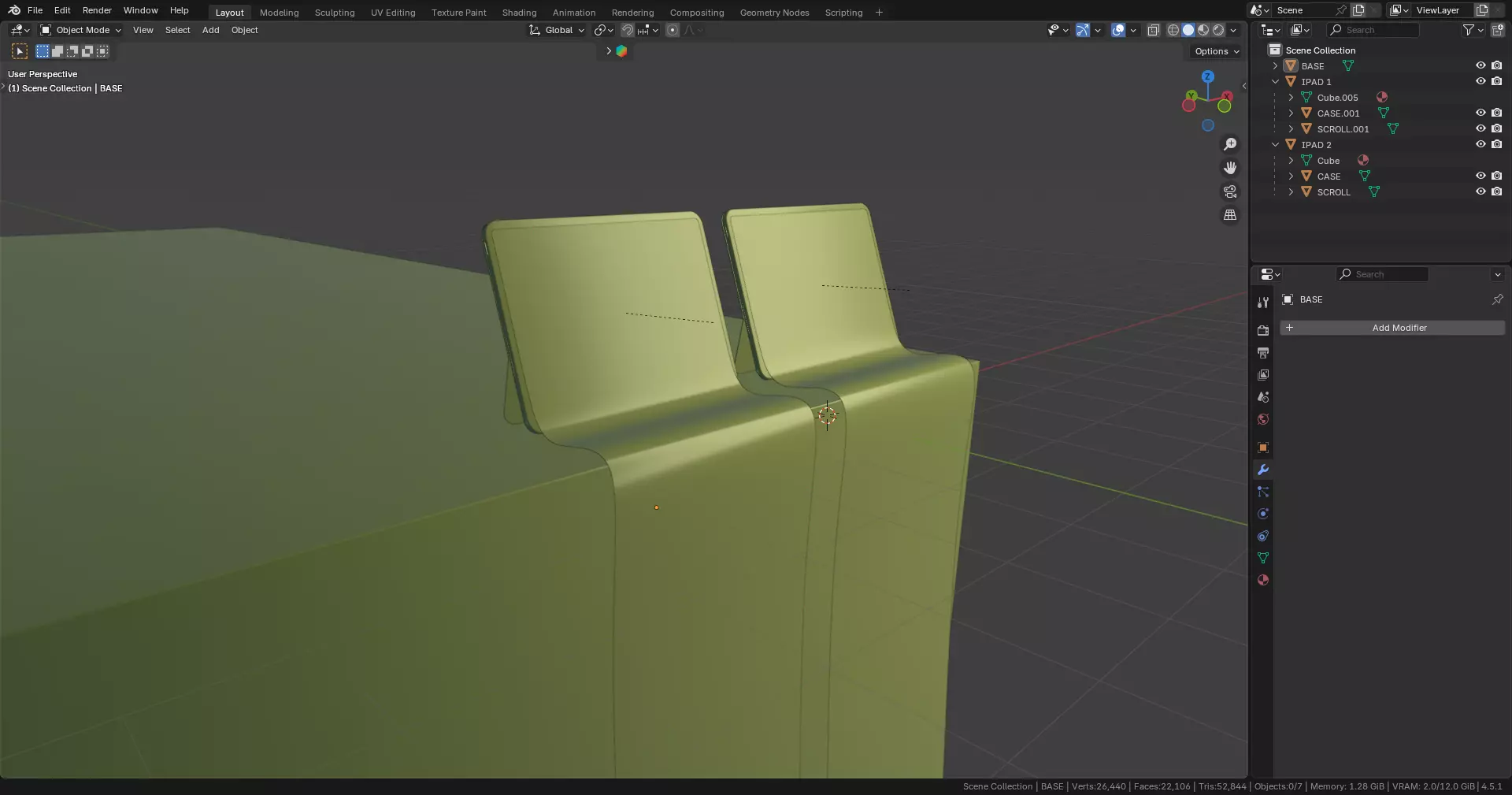 Two IPads Long Scroll 3D model_9